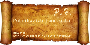 Petrikovich Henrietta névjegykártya